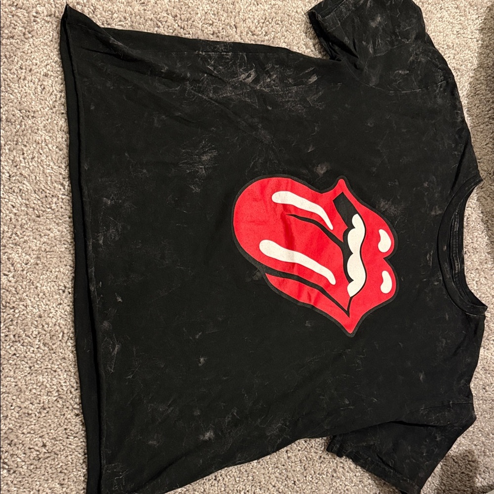 Women's Black Graphic Tee with Red Design
